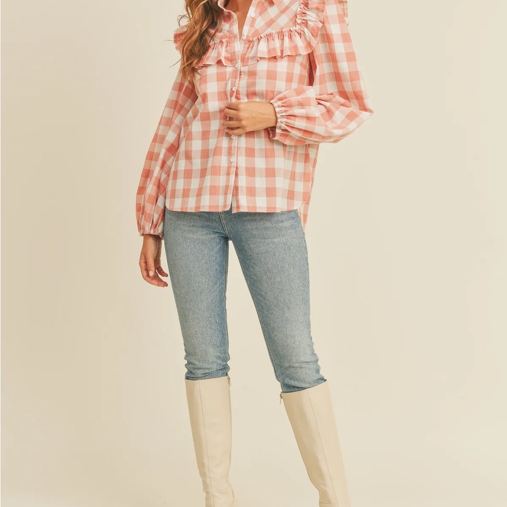 JIA RUFFLE SHOULDER BLOUSE - Picture 3 of 3